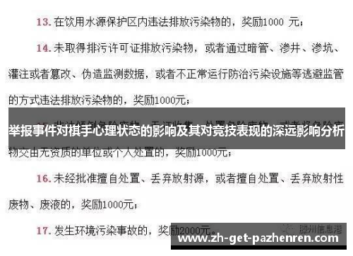 举报事件对棋手心理状态的影响及其对竞技表现的深远影响分析 举报事件对棋手心理状态的影响及其对竞技表现的深远影响分析